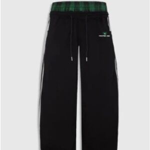 Black Sweatpants with Green Accent